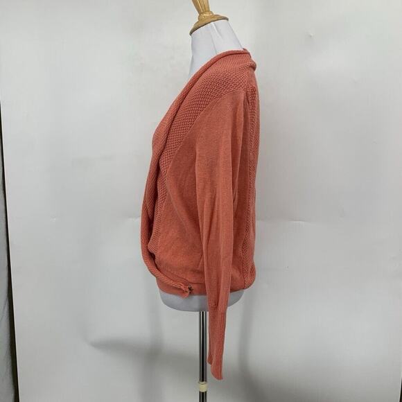 Moth Sweater Womens XS Extra Small Nectarine Linen Blend Wrap Anthropologie - Picture 4 of 13